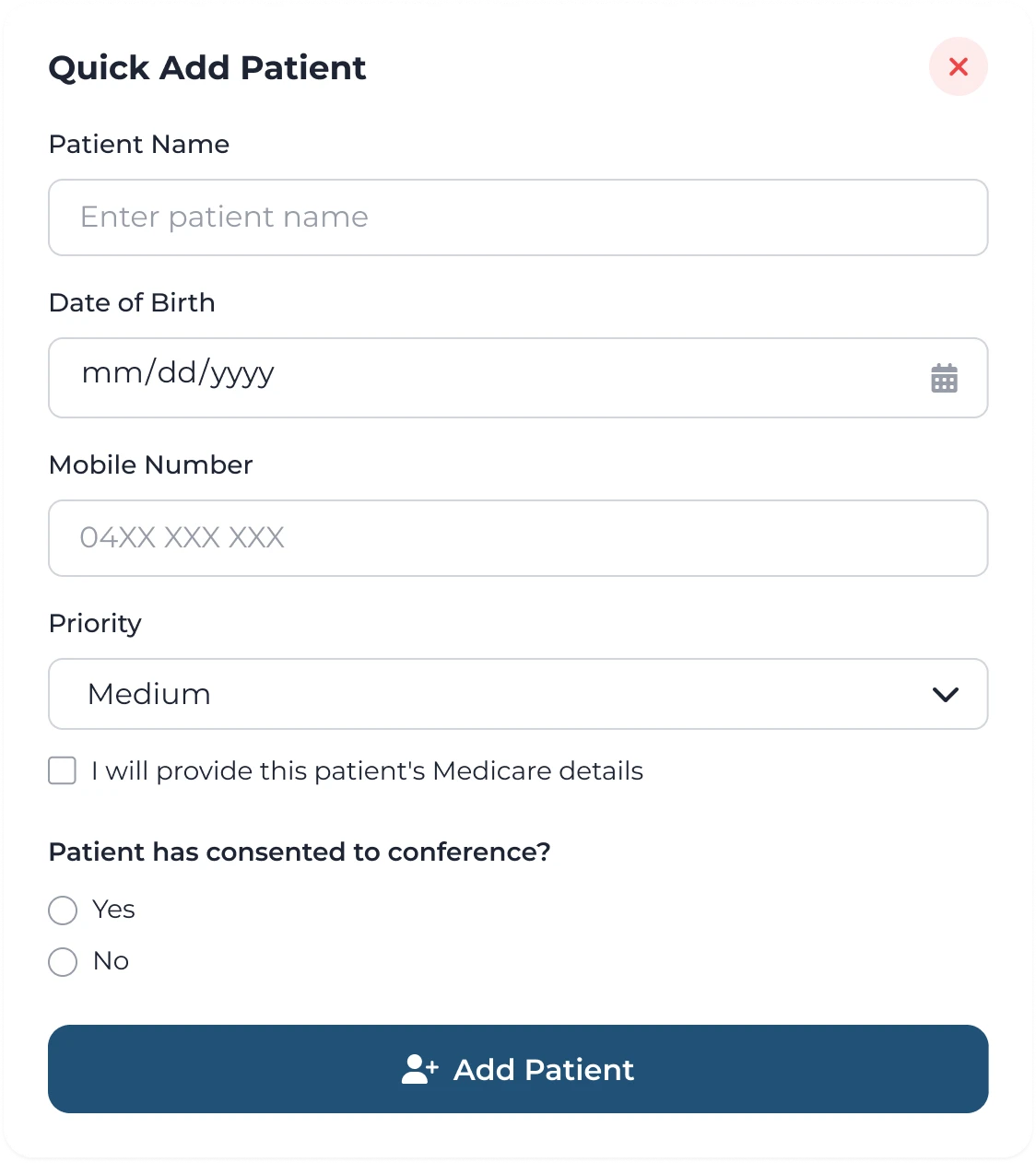 Patient added to a conference